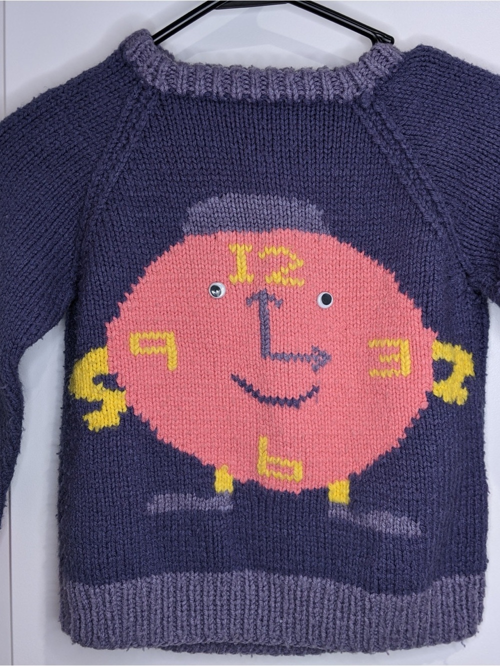 Kids' Knitted Clock Face Sweater Purple, Pink